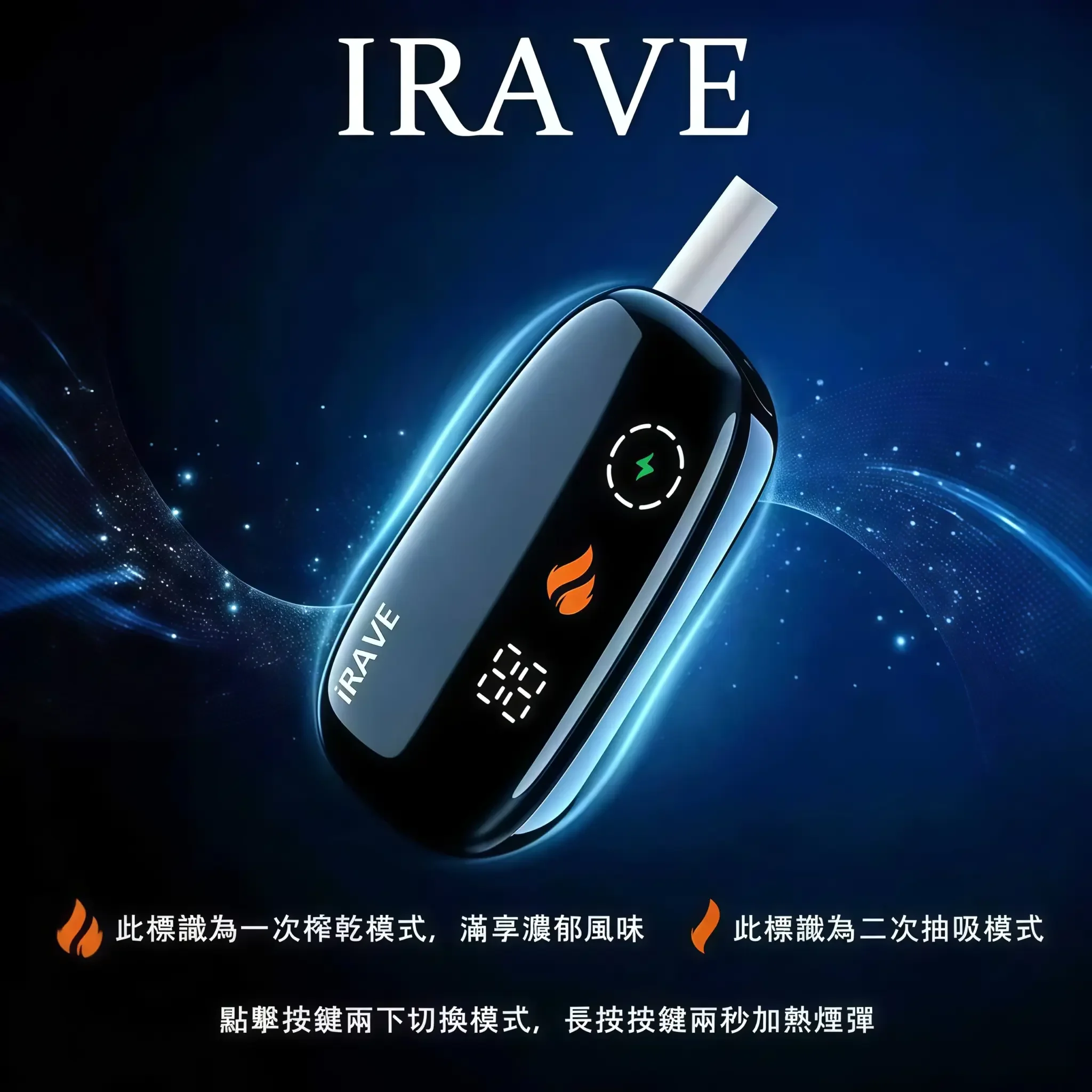 IRAVE-二回機_特色功能介紹.webp iRAVE 二回機 加熱菸主機|IQOS/TEREA 煙彈專用|雙模式切換・37次延長抽吸:圖片 1